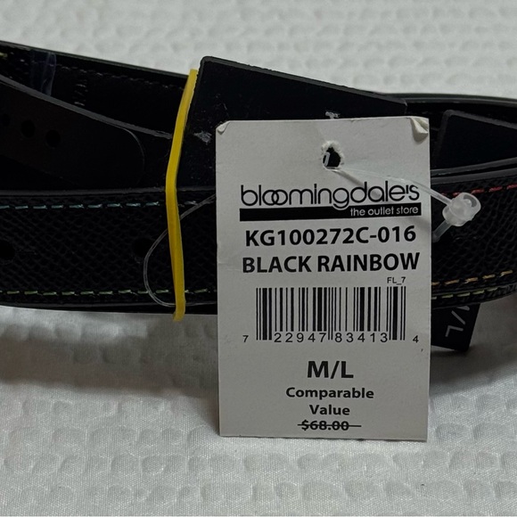 Black Leather Belt with Silver Ornate Buckle and Multicolor Stitching - Picture 4 of 4